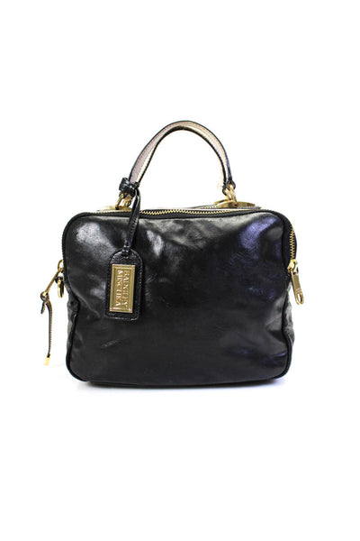 Badgley Mischka Womens Zip Around Multi-Compartment Top Handle Black Handbag