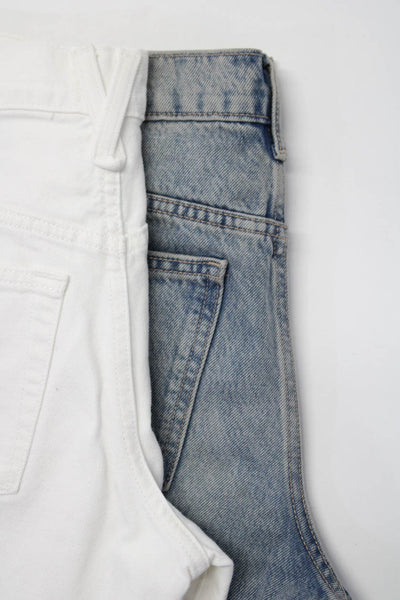 J Crew Zara Womens Straight Leg Tapered Zip Front Jean White Blue Size 24 2