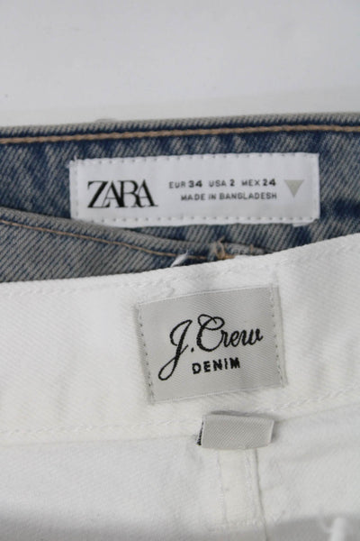 J Crew Zara Womens Straight Leg Tapered Zip Front Jean White Blue Size 24 2