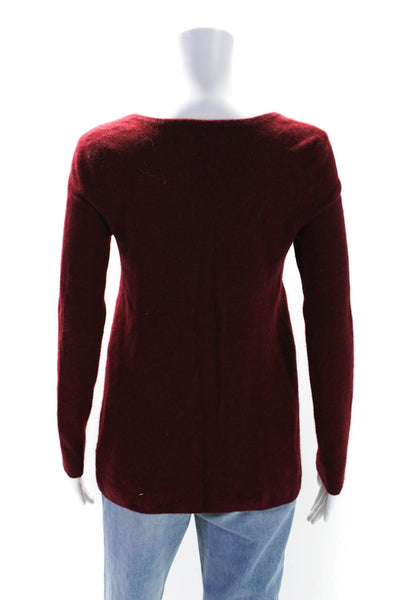 Repeat Womens Cashmere Knit V-Neck Long Sleeve Sweater Top Burgundy Red Size 38