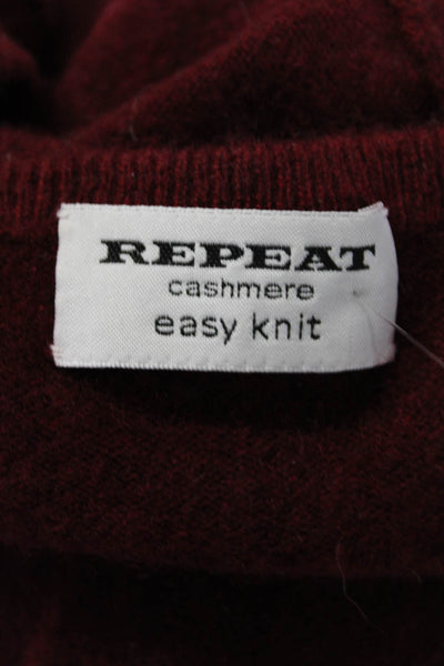 Repeat Womens Cashmere Knit V-Neck Long Sleeve Sweater Top Burgundy Red Size 38