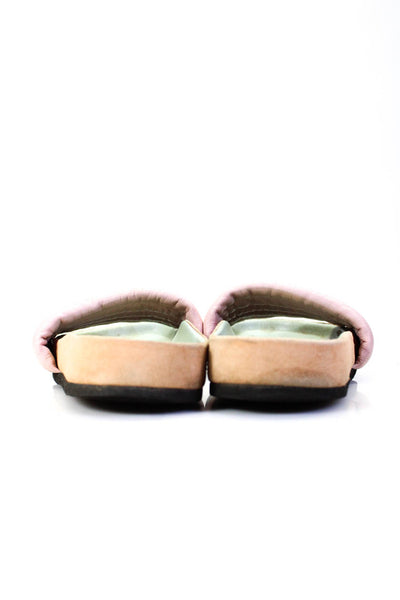 Isabel Marant Womens Leather Quilted Slides Slip On Sandals Pink Size 10