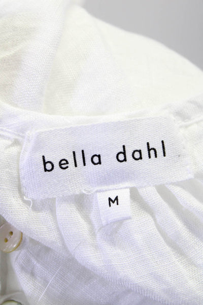 Bella Dahl Womens Long Sleeve Crew Neck Linen Boxy Shirt White Size Medium