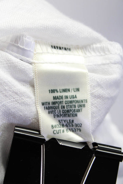Bella Dahl Womens Long Sleeve Crew Neck Linen Boxy Shirt White Size Medium