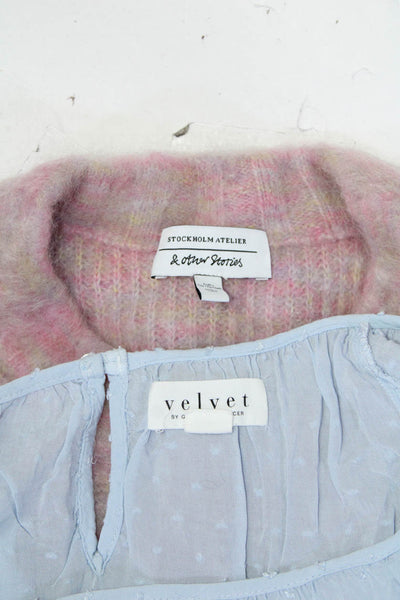 Stockholm Atelier & Other Stories Velvet Womens Sweater Top Pink Size L Lot 2