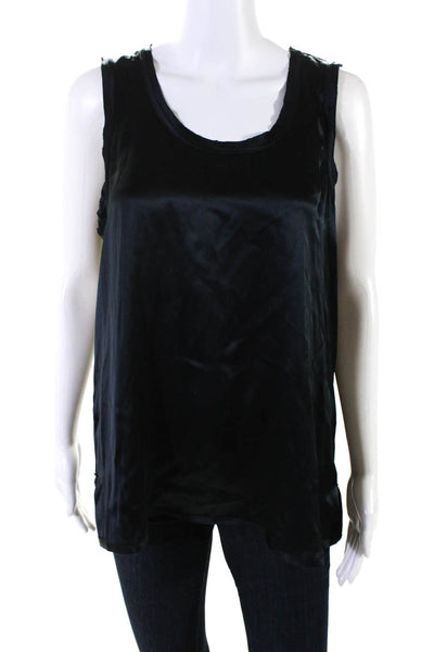 Go Silk Womens Silk Round Neck Sleeveless Pullover Blouse Top Black Size L