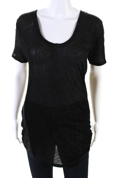 Helmut Lang Womens Scoop Neck Short Sleeve Pullover T-Shirt Top Black Size S