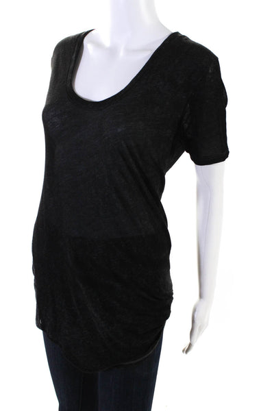 Helmut Lang Womens Scoop Neck Short Sleeve Pullover T-Shirt Top Black Size S