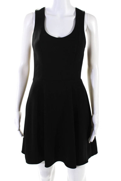 Rachel Zoe Womens Pleated Scoop Neck Sleeveless Zip Up Mini Dress Black Size 4