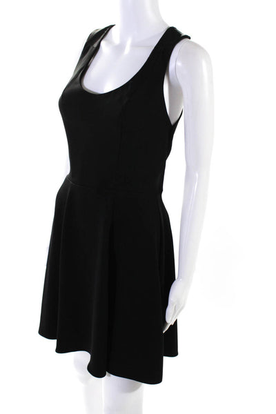 Rachel Zoe Womens Pleated Scoop Neck Sleeveless Zip Up Mini Dress Black Size 4