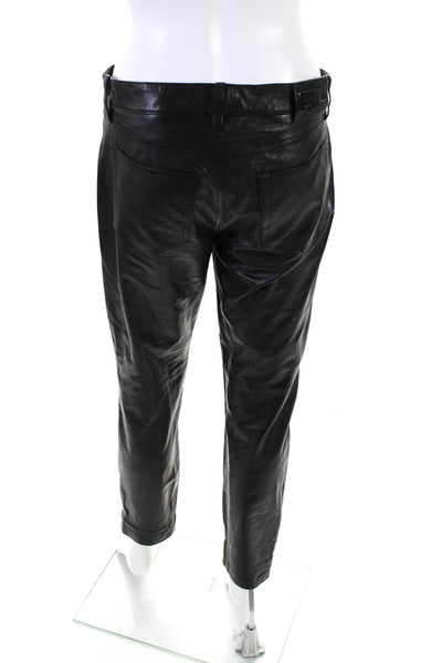 Ralph Lauren Womens Lamb Leather 5 Pocket Mid-Rise Skinny Jeans Black Size 6