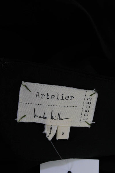 Artelier Nicole Miller Womens Zip Up High-Rise Wide Leg Pants Black Size 8