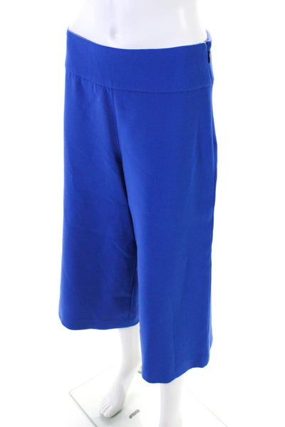 Artelier Nicole Miller Womens Flat Front Cropped Wide Leg Pants Blue Size 6