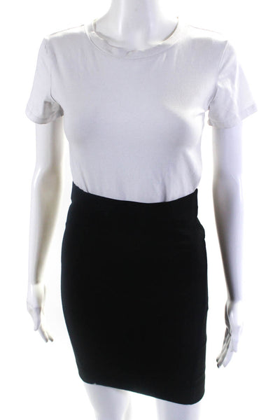 BCBG Max Azria Womens Elastic Waist Stretch Mini Pencil Skirt Black Size XXS