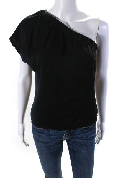 Philanthropy Womens Short Dolman Sleeve One Shoulder Top Blouse Black Size Small