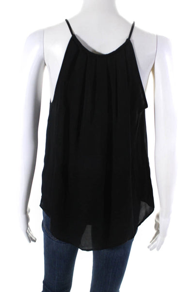 Joie Womens Pleated Chiffon Halter Tank Top Blouse Black Silk Size Small