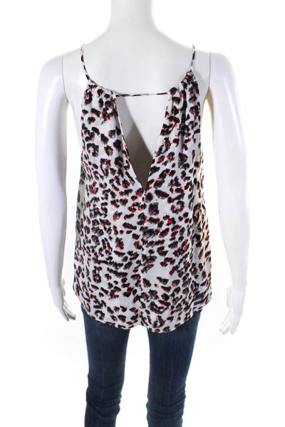 Parker Womens Leopard Print Sleeveless Halter Top Blouse White Black Red Small