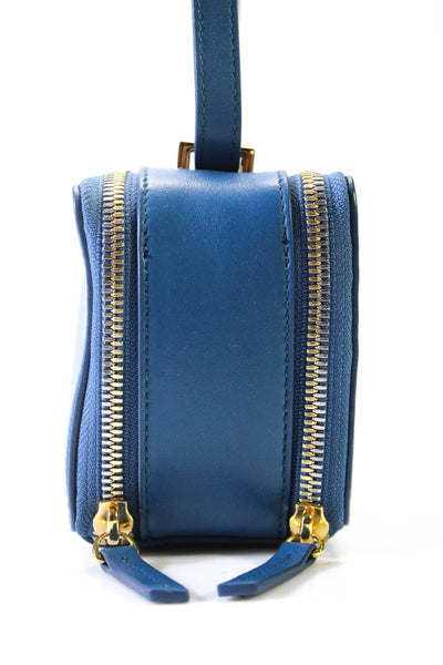Want Les Essentiels Womens Small Leather Box Crossbody Handbag Blue