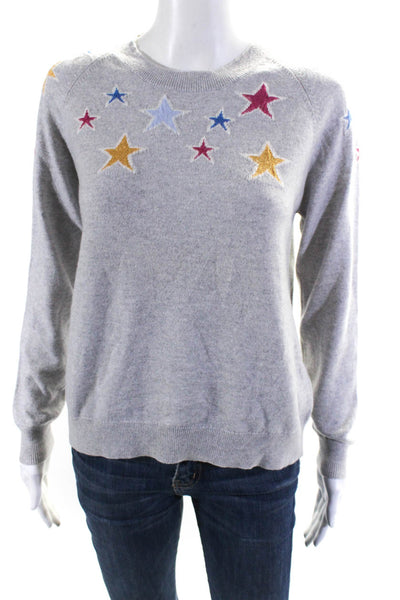 Chinti and Parker Womens Stars Print Crew Neck Sweater Gray Size Small