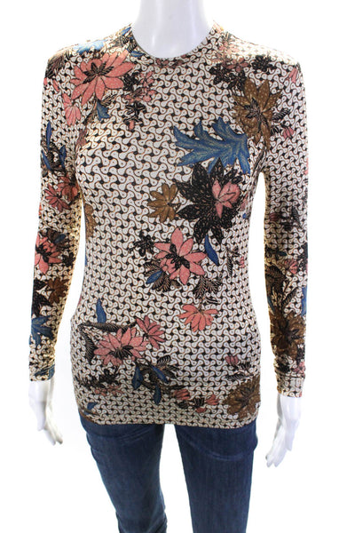 Ulla Johnson Womens Floral Print Long Sleeves Shirt Multi Colored Size Petite