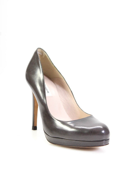 L.K. Bennett Womens Leather Almond Toe Platform Stiletto Heel Pumps Gray Size 9
