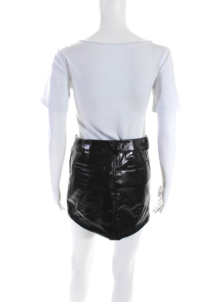 Saint Art Womens Faux Patent Leather Mini Pencil Skirt Black Size Extra Small