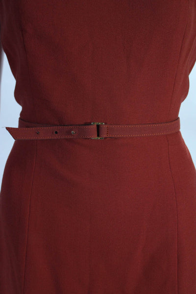 Carolina Herrera Womens Orange Wool Square Neck Sleeveless Shift Dress Size 10