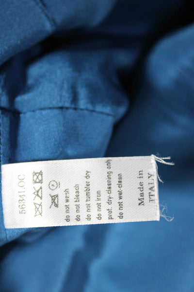 Carolina Herrera Womens Blue Textured V-Neck Short Sleeve Shift Dress Size 10
