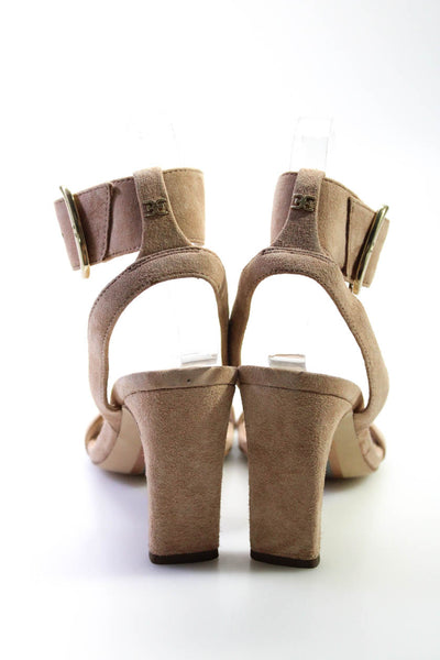 Sam Edelman Womens Beige Suede Ankle Strap Heels Sandals Shoes Size 6