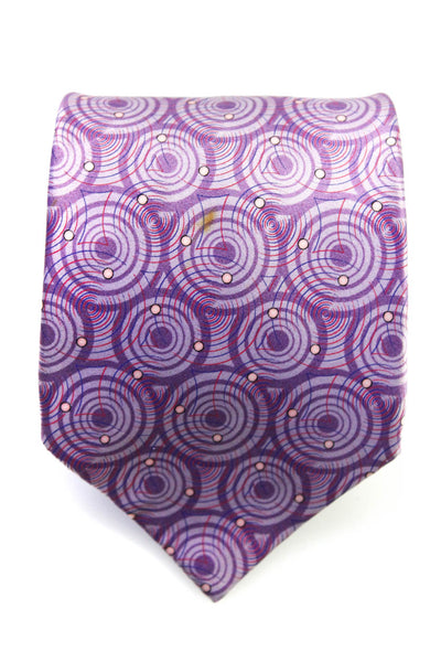 Versace Mens Silk Satin Novelty Circular Printed Classic Neck Tie Purple Size OS