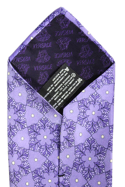 Versace Mens Silk Satin Ornate Novelty Printed Classic Neck Tie Purple Size OS