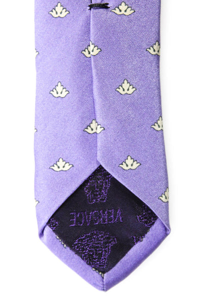 Versace Mens Silk Satin Ornate Novelty Printed Classic Neck Tie Purple Size OS