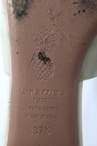 Aquazzura Womens Twist Knit Pointed Toe Mules White Black Size 37.5 7.5