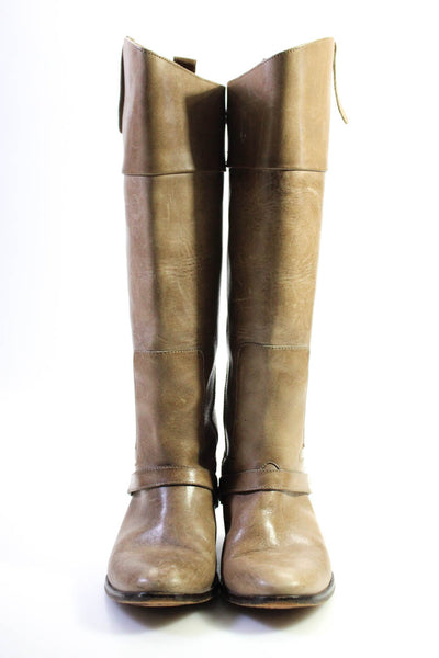 Golden Goose Womens Leather Knee High Riding Boots Beige Size 38 8