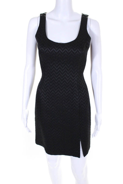 Armani Collezioni Womens Striped Textured Darted Midi Sheath Dress Black Size 2