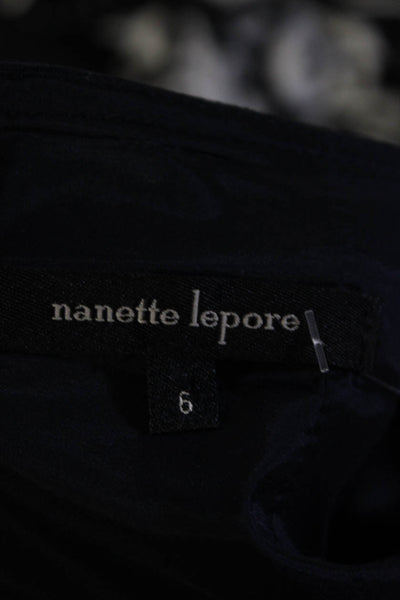 Nanette Lepore Womens Dark Navy Zip Back Knee Length A-Line Skirt Size 6