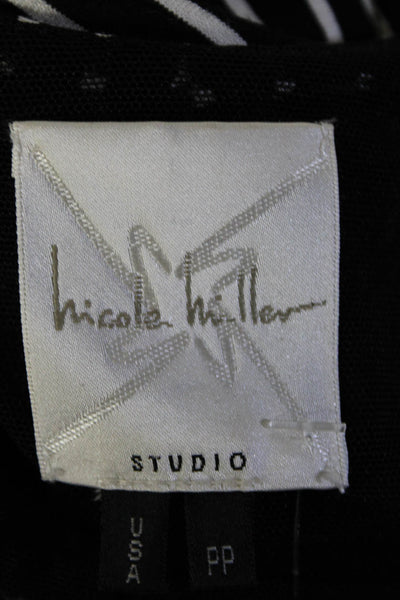 Nicole Miller Womens Black Striped Scoop Neck Drape Detail Bodycon Dress Size PP