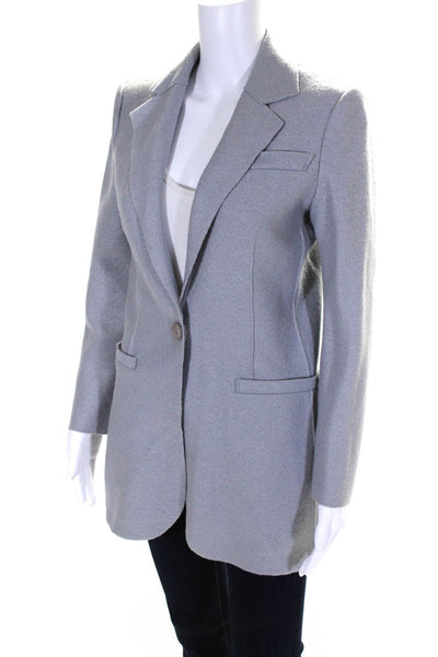 Emporio Armani Womens Light Gray Wool Faux Pockets Long Sleeve Jacket Size 40