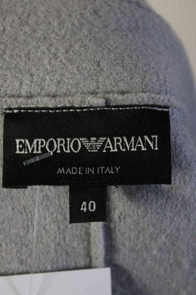 Emporio Armani Womens Light Gray Wool Faux Pockets Long Sleeve Jacket Size 40