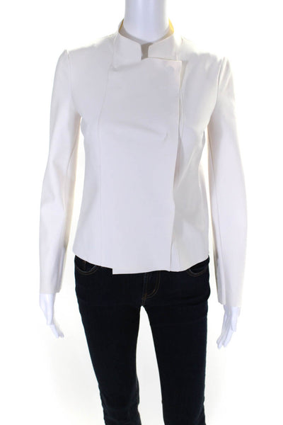 Emporio Armani Womens White Double Breasted Long Sleeve Jacket Size 36