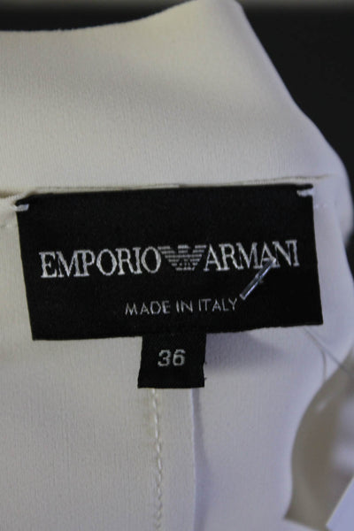 Emporio Armani Womens White Double Breasted Long Sleeve Jacket Size 36