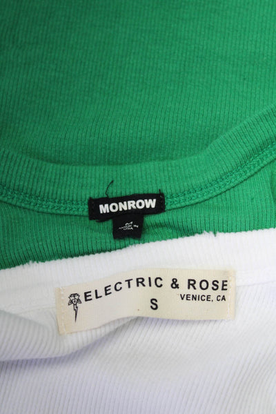 Electric & Rose Monrow Womens White Ribbed Crew Neck Tank Top Size S M lot 2