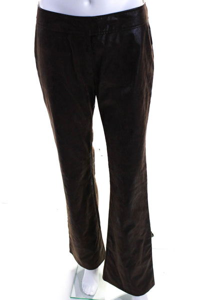 United Colors of Benetton Womens Leather Wide Leg Pants Brown Size EUR 42