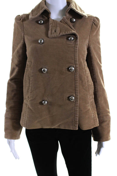 Marc Jacobs Womens Double Breasted Jacket Brown Cotton Size Extra Small