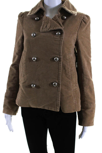 Marc Jacobs Womens Double Breasted Jacket Brown Cotton Size Extra Small