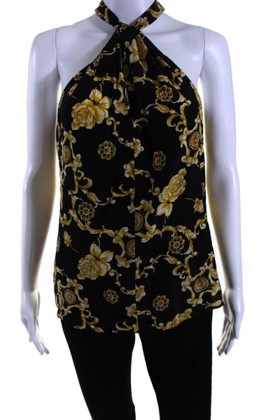 Veronica Beard Womens Black Yellow Silk Floral Sleeveless Blouse Top Size 2