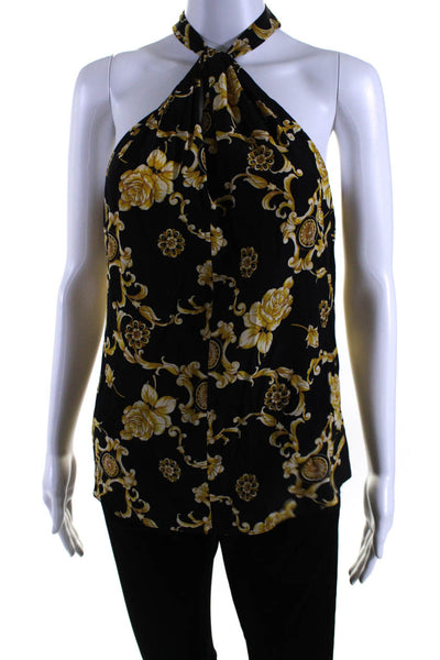 Veronica Beard Womens Black Yellow Silk Floral Sleeveless Blouse Top Size 2