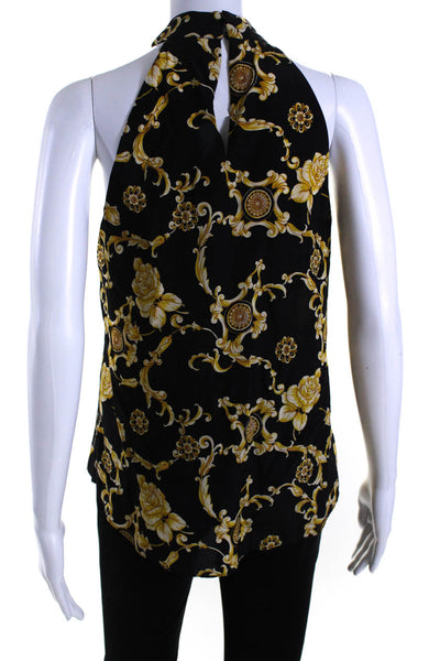 Veronica Beard Womens Black Yellow Silk Floral Sleeveless Blouse Top Size 2