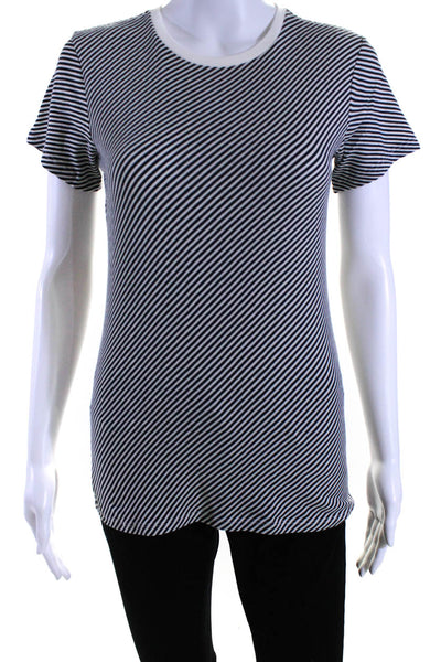 Nili Lotan Womens Black White Cotton Striped Crew Neck Tee Top Size XS