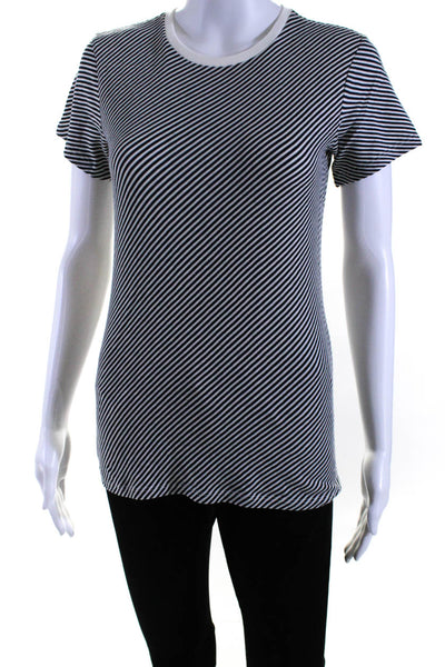 Nili Lotan Womens Black White Cotton Striped Crew Neck Tee Top Size XS